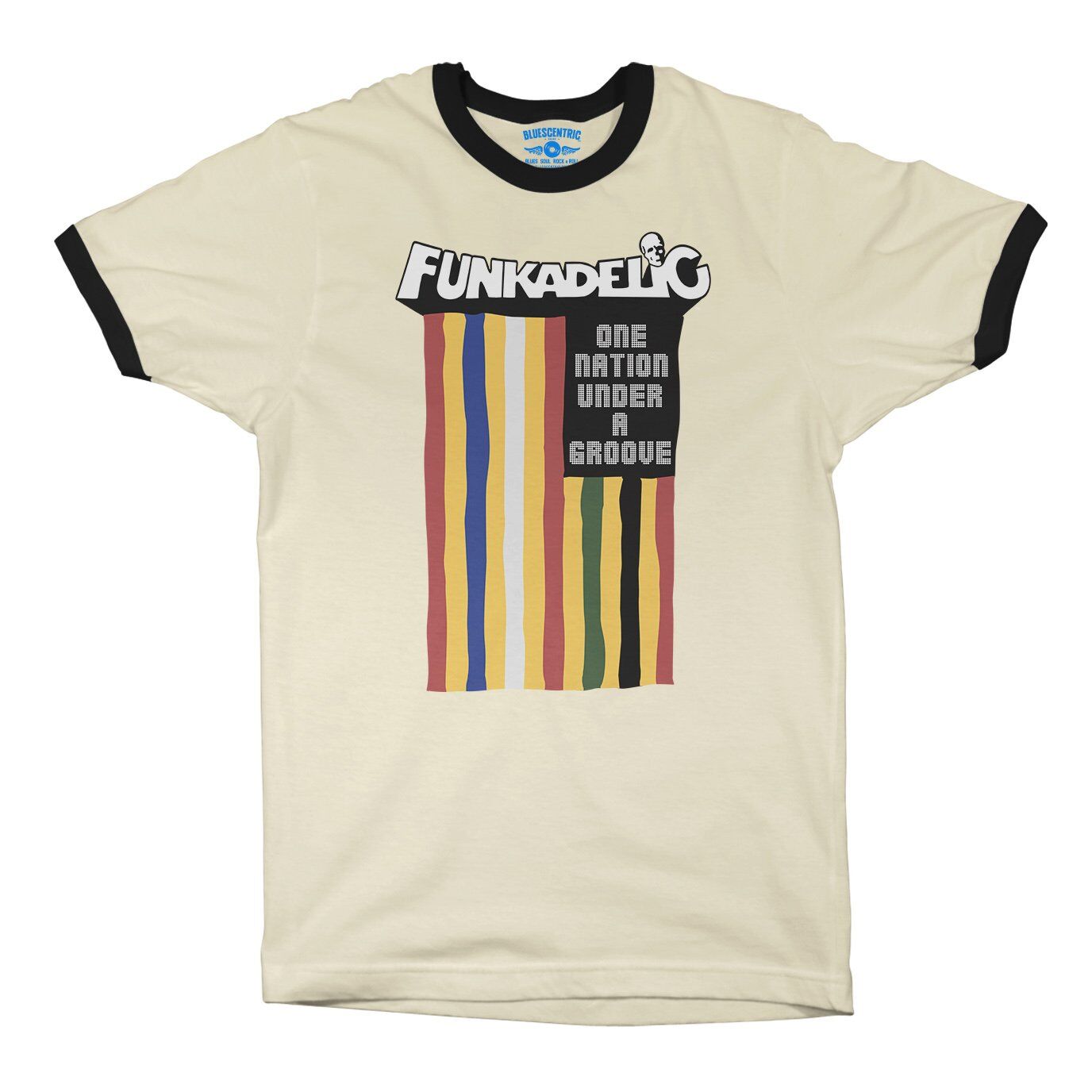 Funkadelic One Nation Under a Groove Flag Ringer T-Shirt in Natural Black