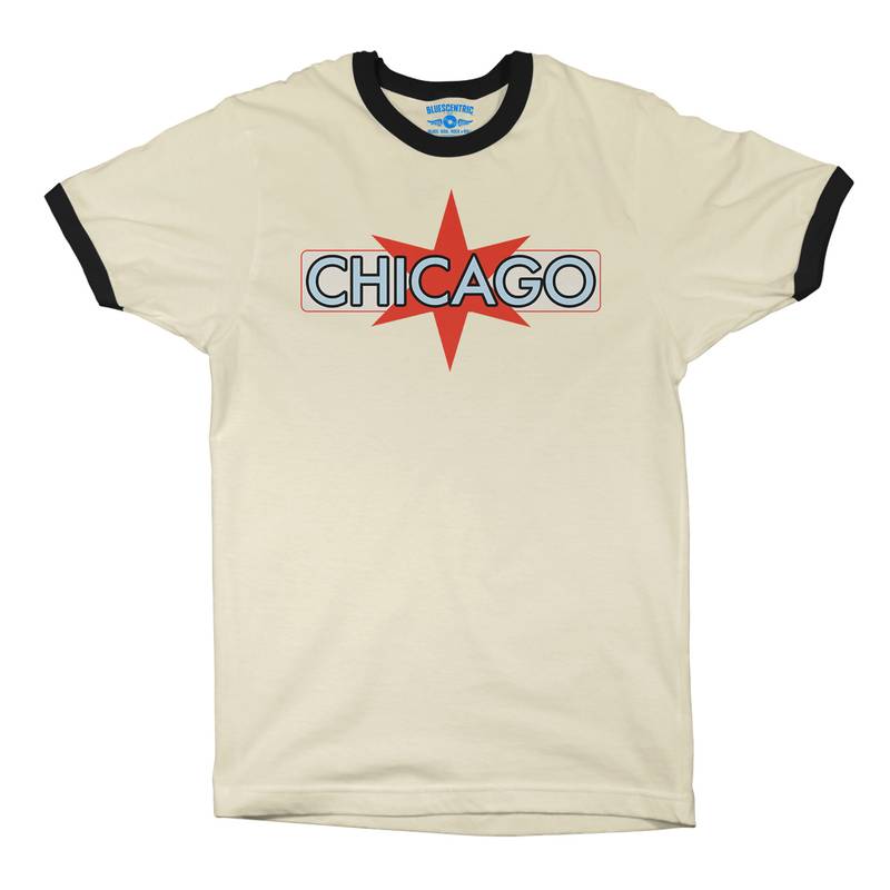 Chicago Ringer T-Shirt in Natural Black