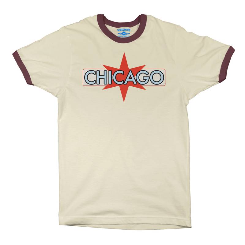 Chicago Ringer T-Shirt in Natural Maroon