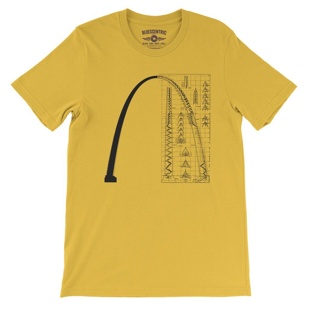 Saint Louis Arch Architecture T-Shirt - Lightweight Vintage Style - Maize Yellow