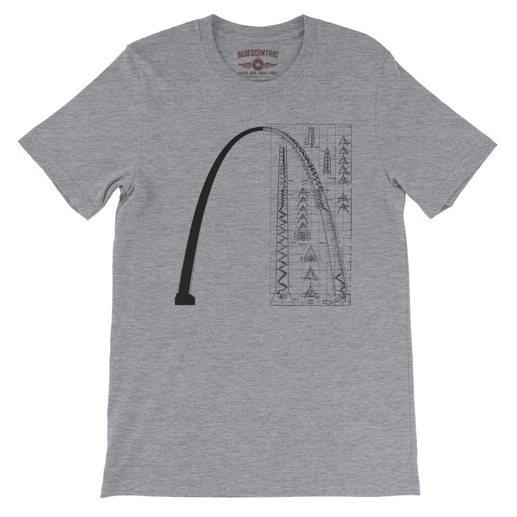 Saint Louis Arch Architecture T-Shirt - Lightweight Vintage Style - Athletic Heather