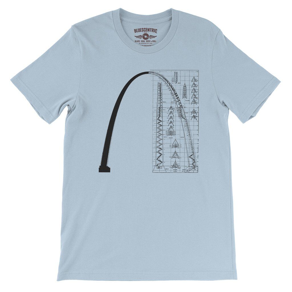 Saint Louis Arch Architecture T-Shirt - Lightweight Vintage Style - Light Blue