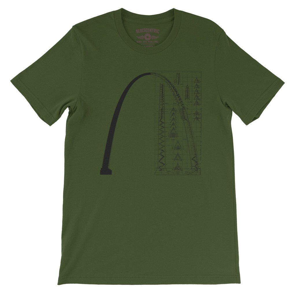 Saint Louis Arch Architecture T-Shirt - Lightweight Vintage Style - Olive