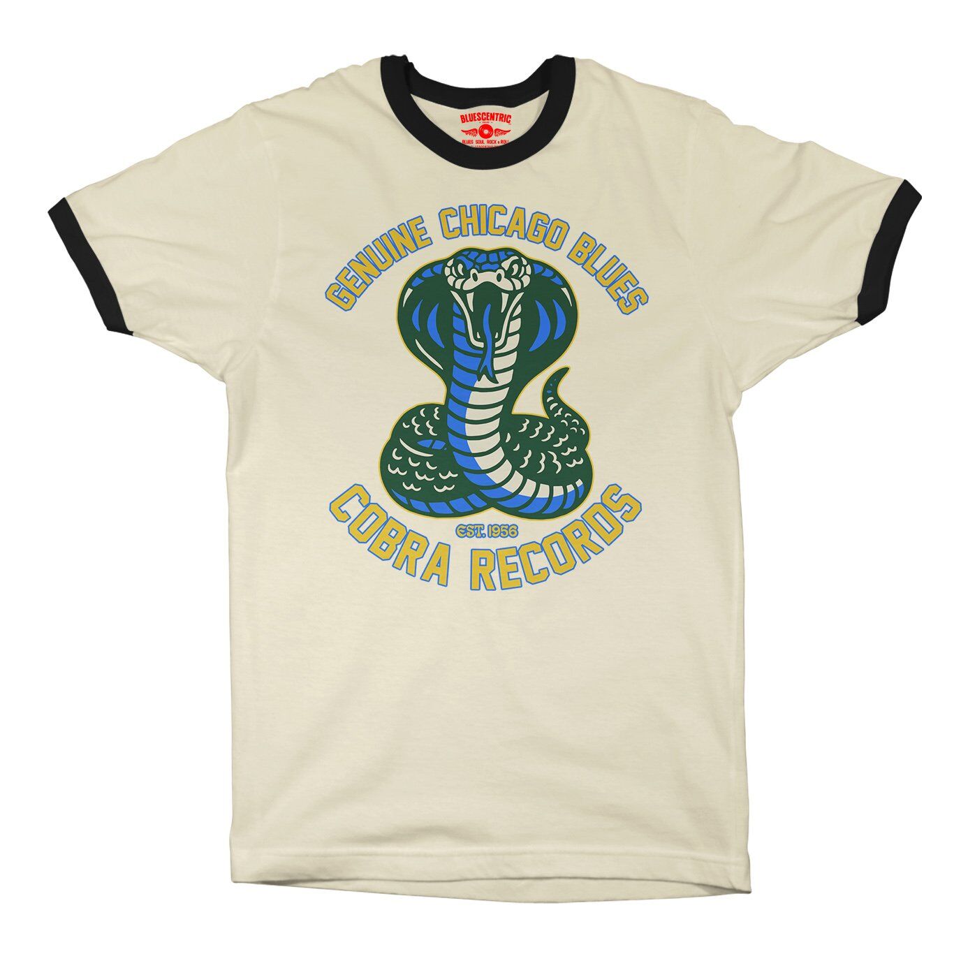 Cobra Records Genuine Chicago Blues Ringer T-Shirt - Cream-Black