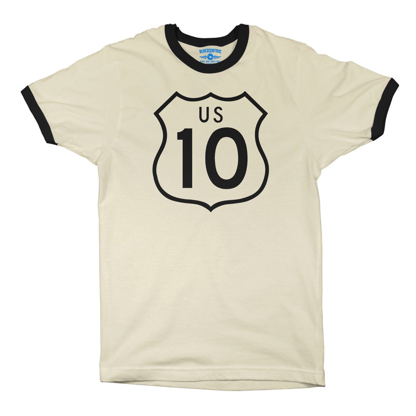 US Route 10 Ringer T-Shirt - Natural Black
