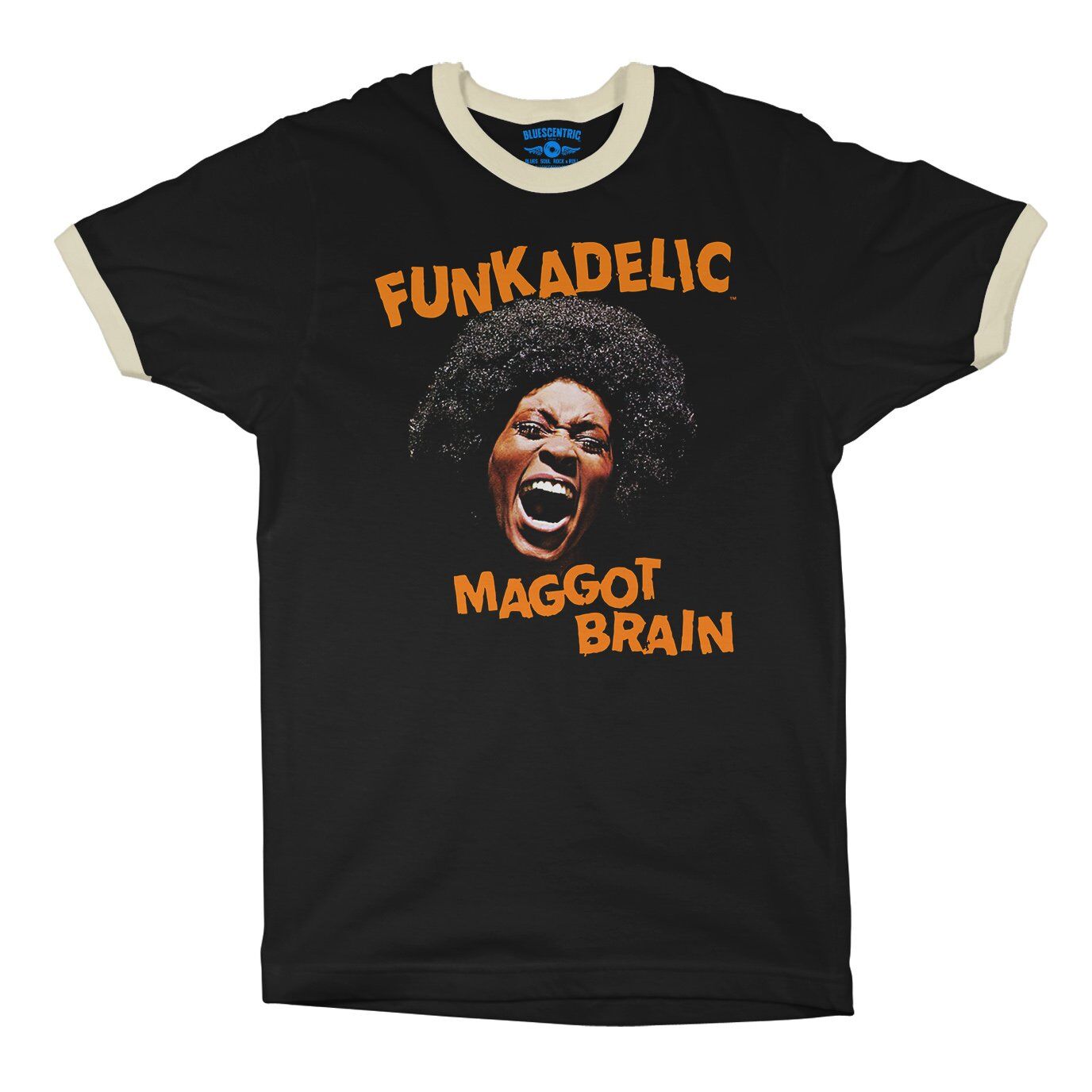 Orange Funkadelic Maggot Brain Ringer T-Shirt in Black Natural