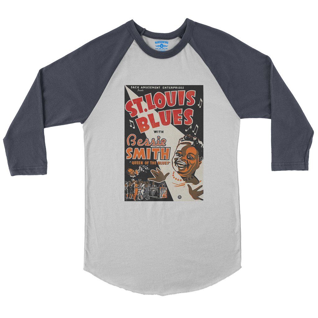 Bessie Smith St Louis Blues Baseball T-Shirt in White Navy