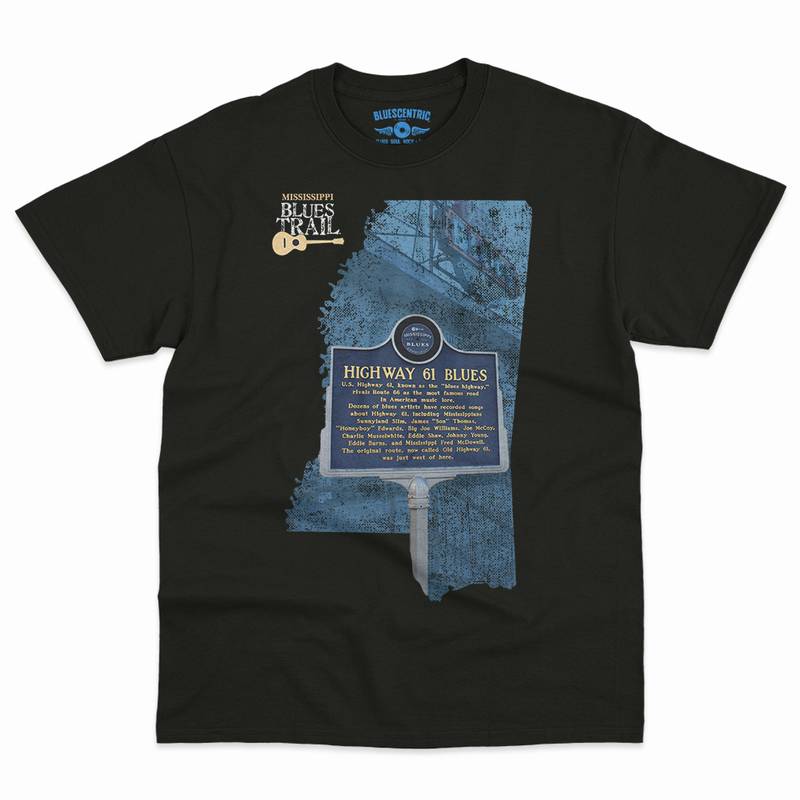 Highway 61 Blues Trail Marker T-Shirt - Men's Big & Tall - Black
