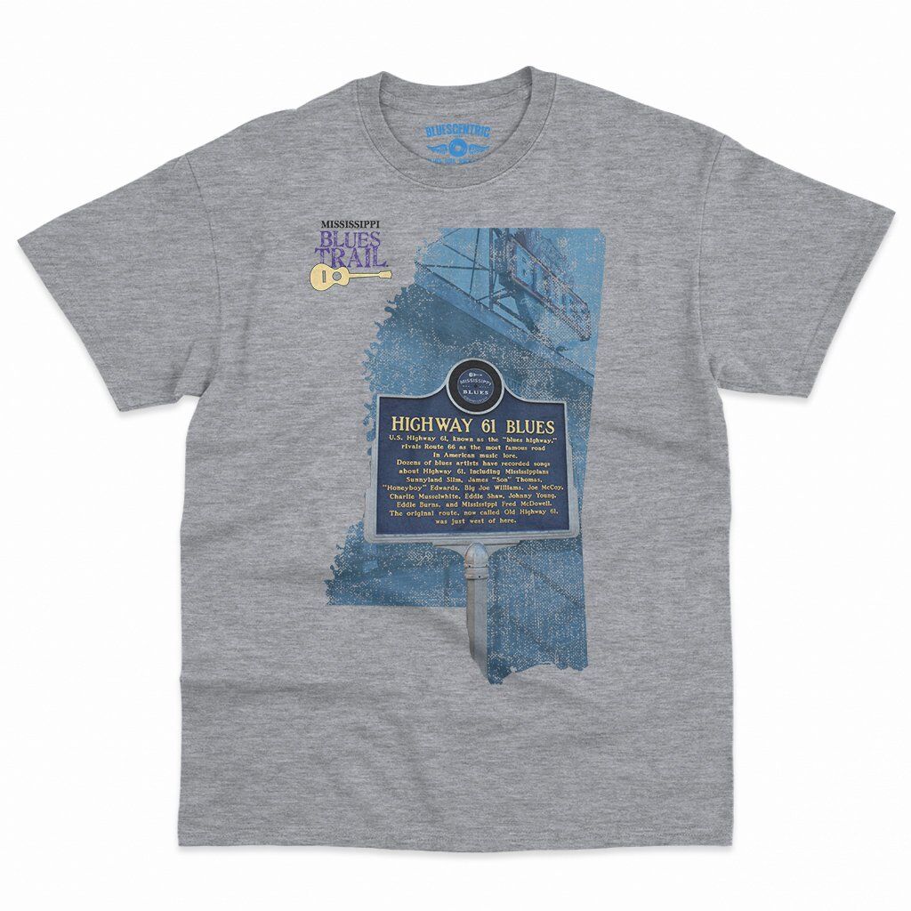 Highway 61 Blues Trail Marker T-Shirt - Men's Big & Tall - Athletic Heather