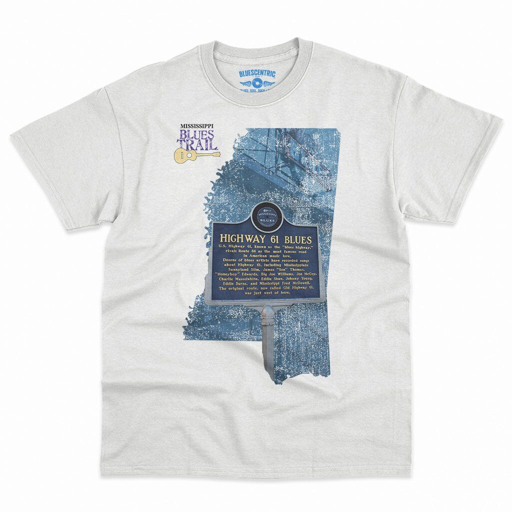 Highway 61 Blues Trail Marker T-Shirt - Men's Big & Tall - White