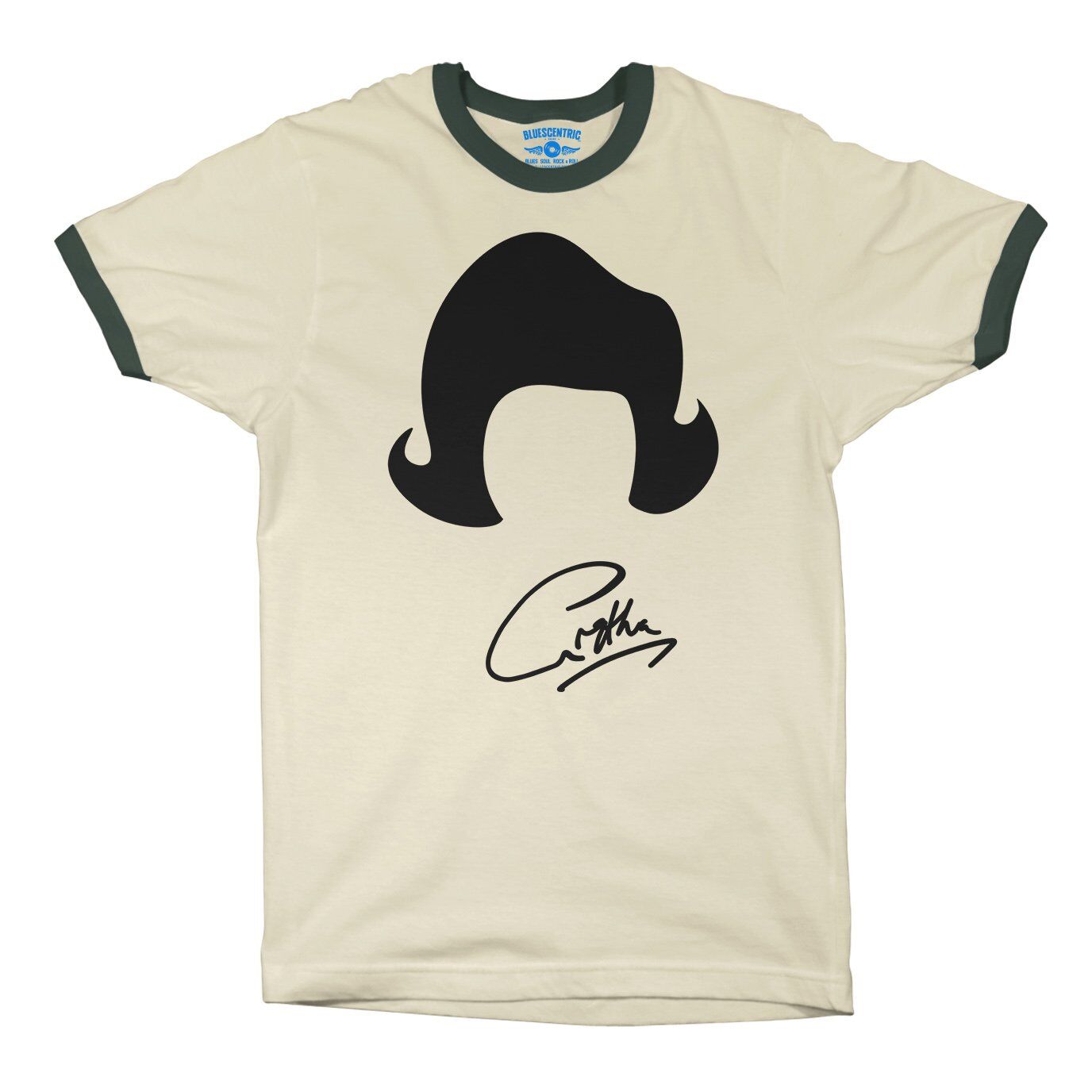 Aretha Franklin Flipped Bob Ringer T-Shirt in Natural Forest Green