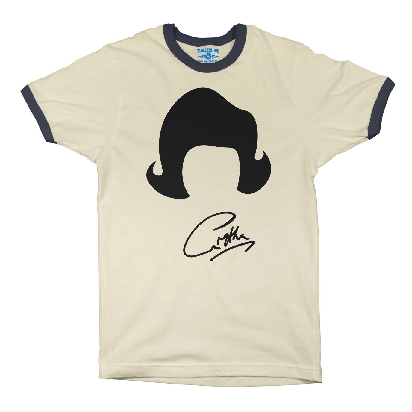 Aretha Franklin Flipped Bob Ringer T-Shirt in Natural Midnight Navy