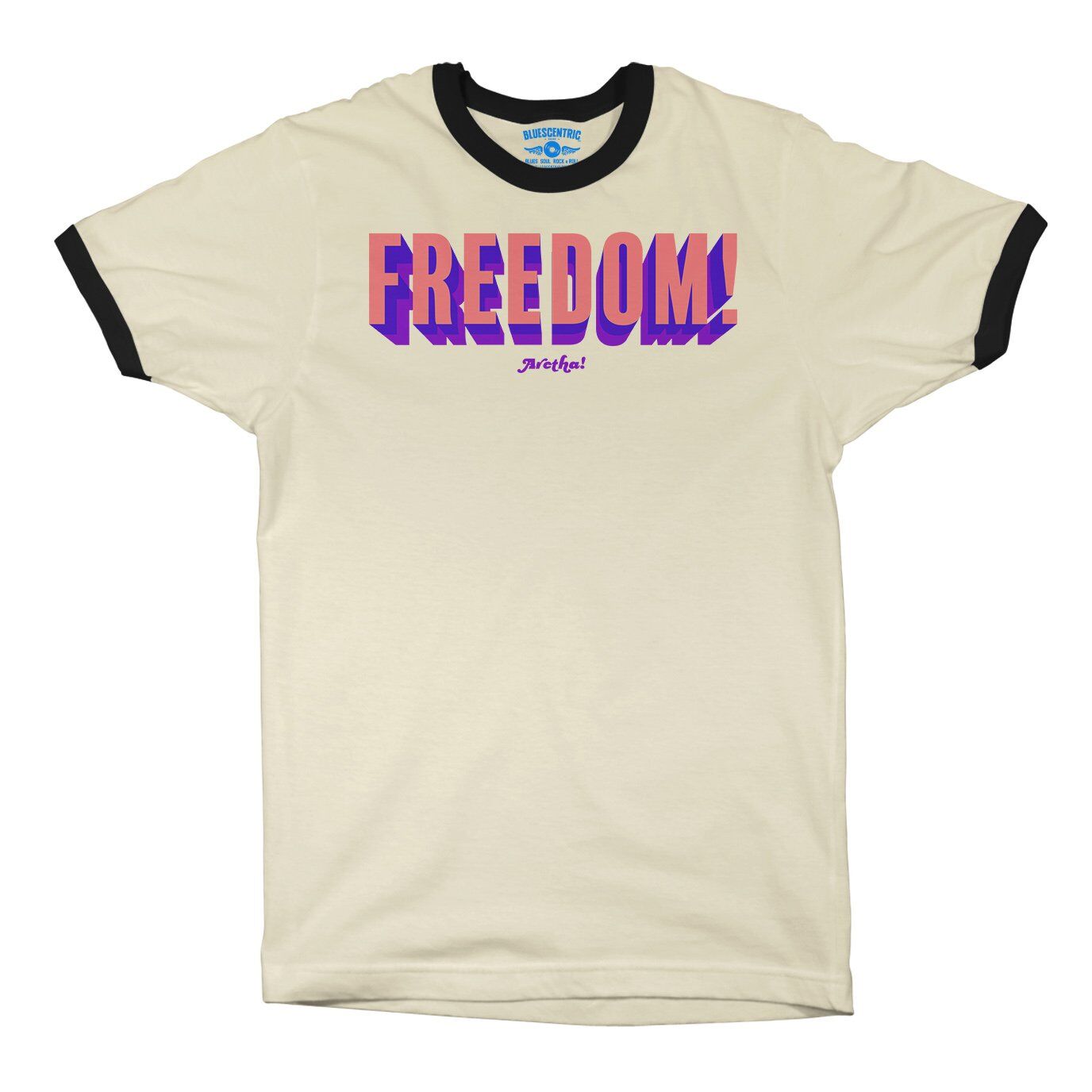 Aretha Franklin Freedom! Ringer T-Shirt in Natural Black