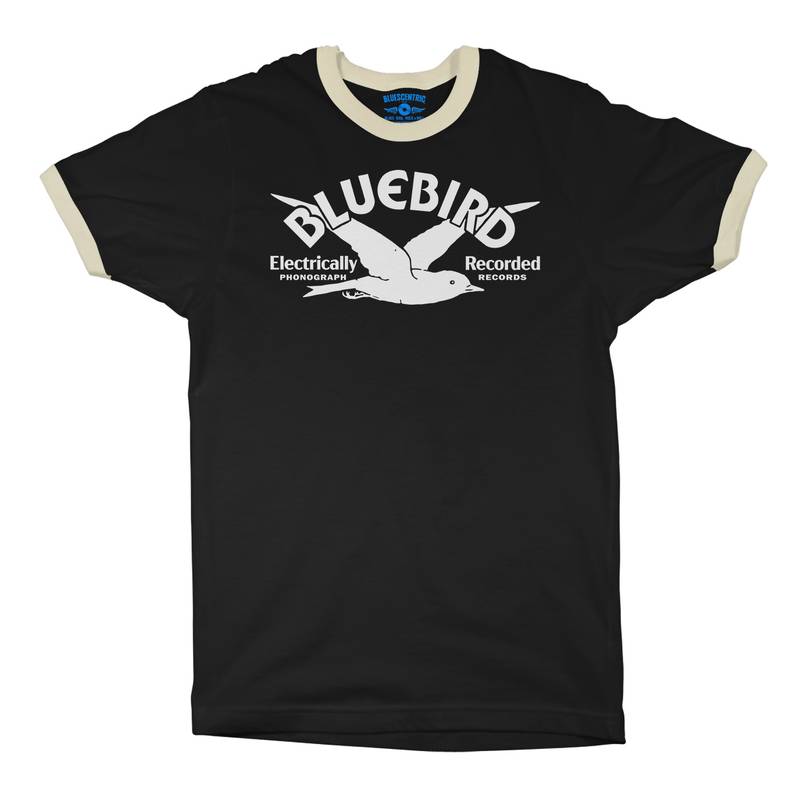 Bluebird Records Logo Ringer T-Shirt in Black Natural