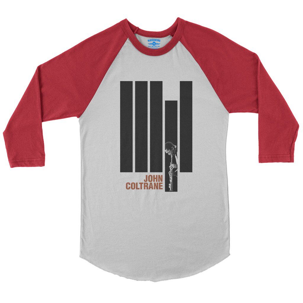 Black and White John Coltrane Baseball T-Shirt in White Red