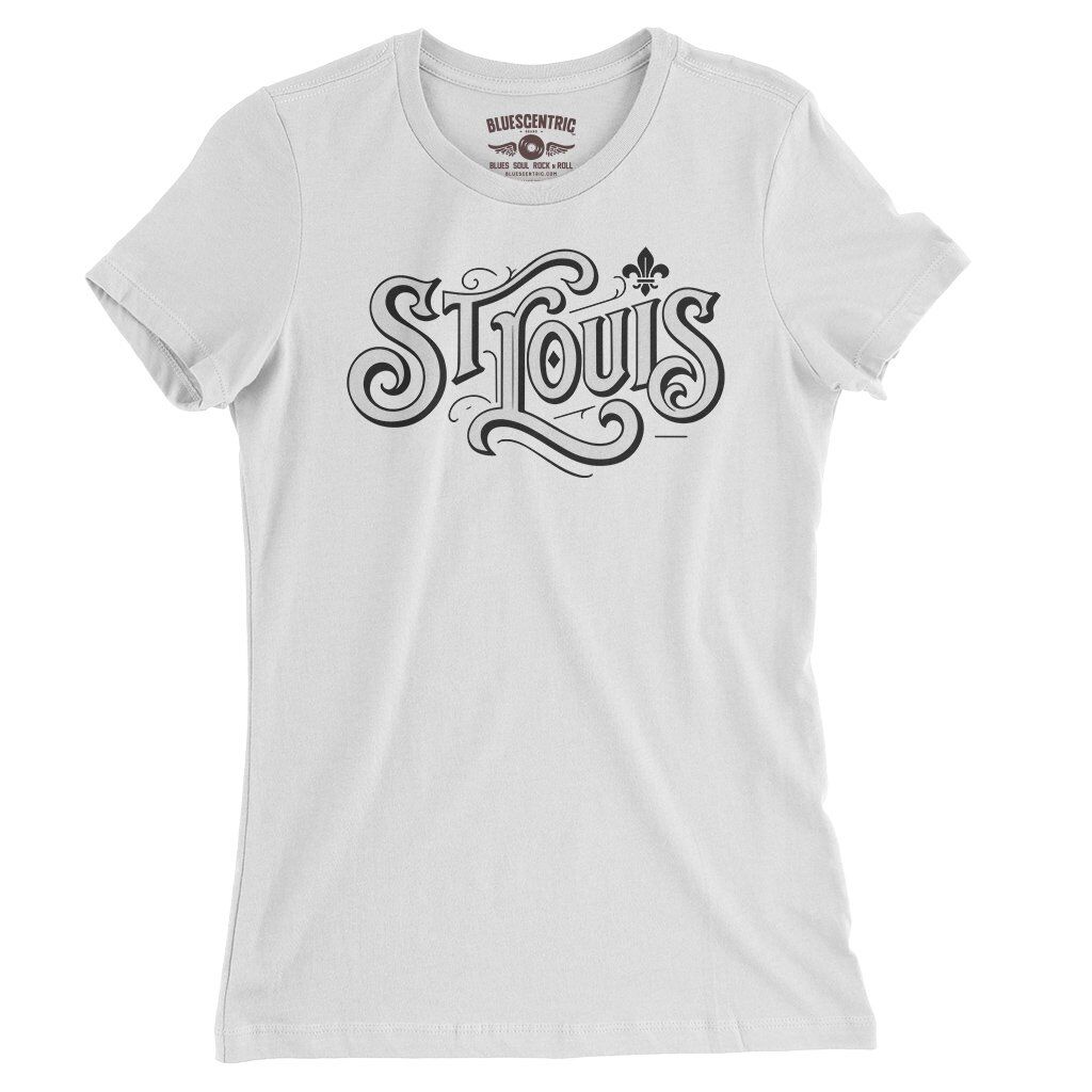 Saint Louis Ornate Vintage Ladies T-Shirt - Relaxed Fit - White