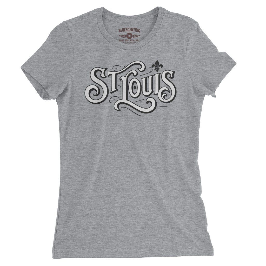 Saint Louis Ornate Vintage Ladies T-Shirt - Relaxed Fit - Athletic Heather