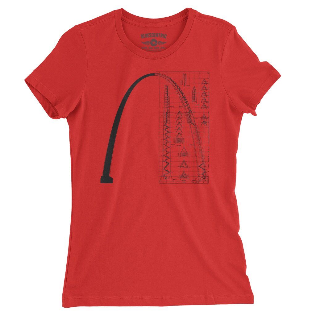 Saint Louis Arch Architecture Ladies T-Shirt - Relaxed Fit - Red
