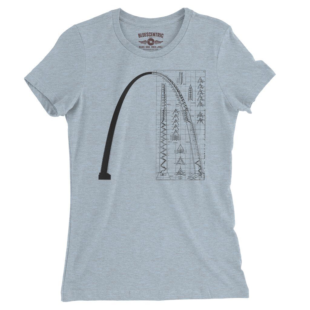 Saint Louis Arch Architecture Ladies T-Shirt - Relaxed Fit - Heather Prism Blue