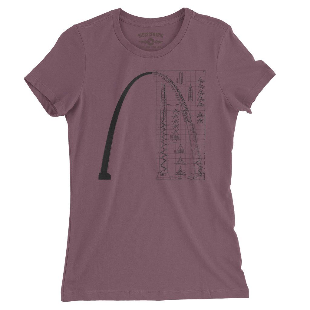 Saint Louis Arch Architecture Ladies T-Shirt - Relaxed Fit - Heather Maroon