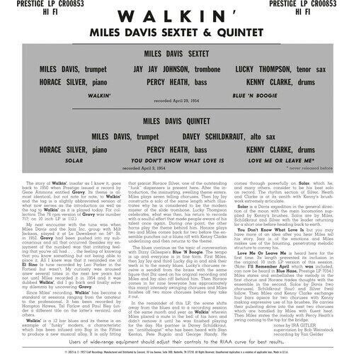Miles Davis All Stars - Walkin' (original Jazz Classics Series) LP (180 Gram Vinyl)