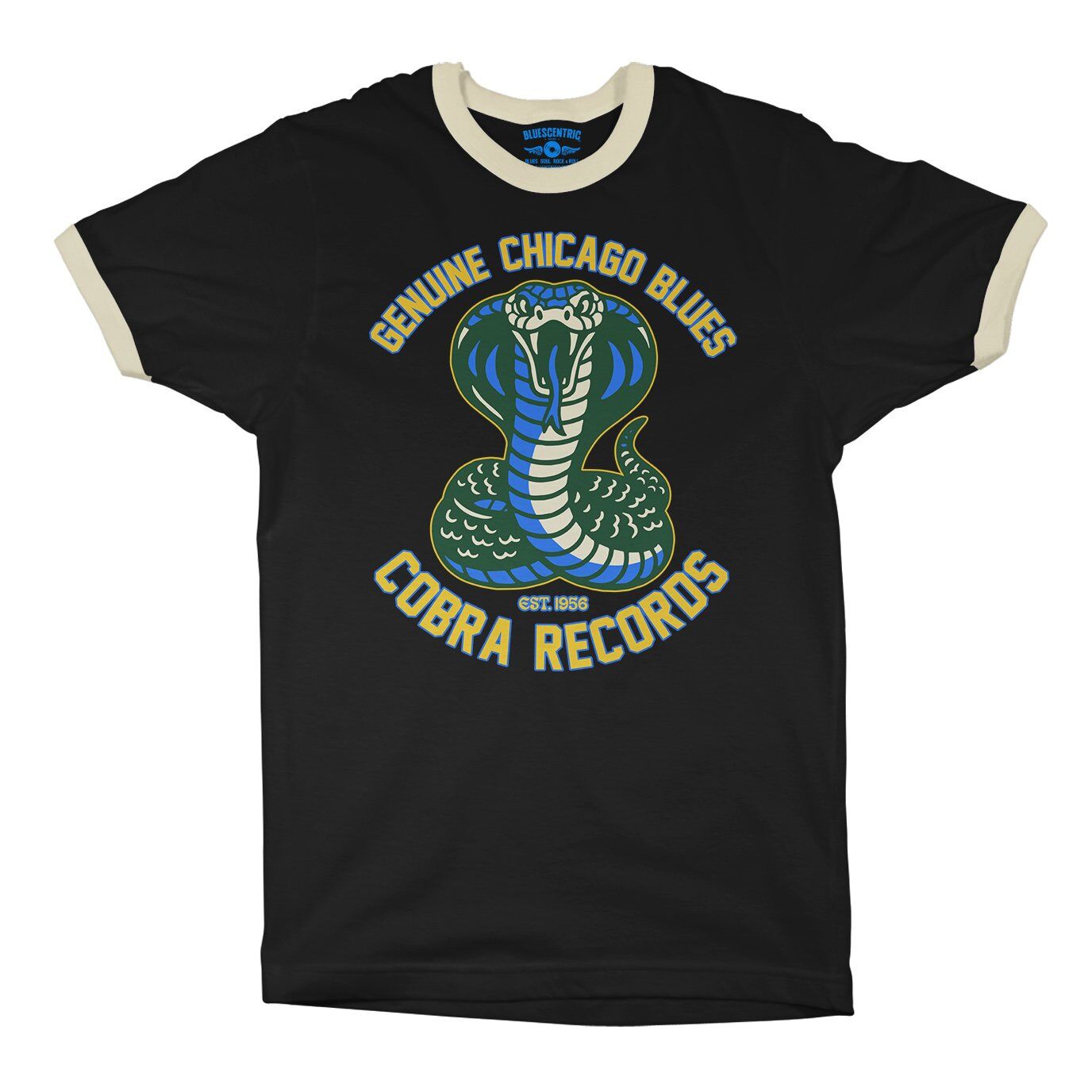 Cobra Records Genuine Chicago Blues Ringer T-Shirt in Black Natural