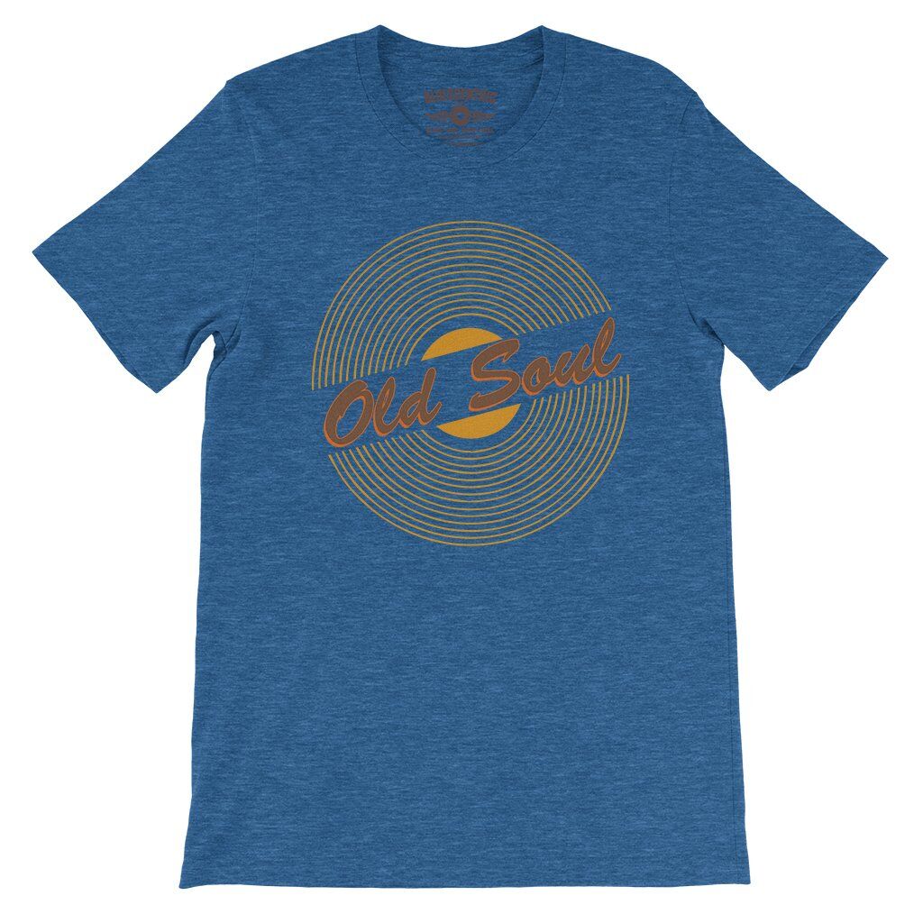 Old Soul Vinyl Record T-Shirt - Lightweight Vintage Style - Heather True Royal