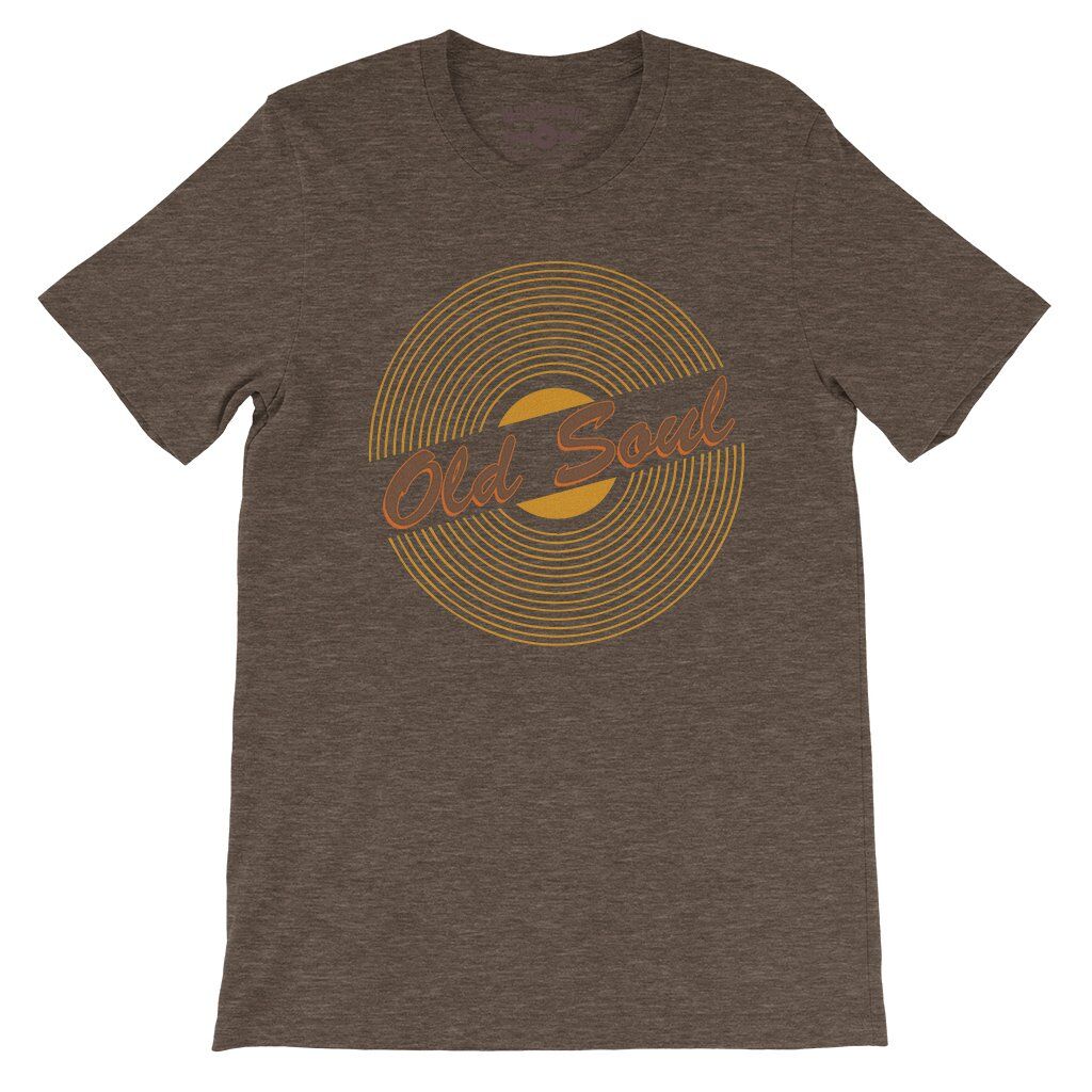 Old Soul Vinyl Record T-Shirt - Lightweight Vintage Style - Heather Brown