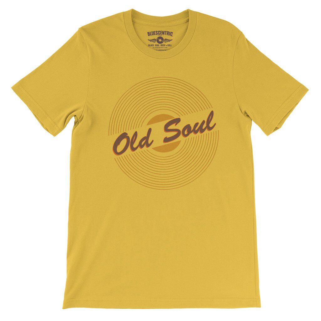 Old Soul Vinyl Record T-Shirt - Lightweight Vintage Style - Maize Yellow