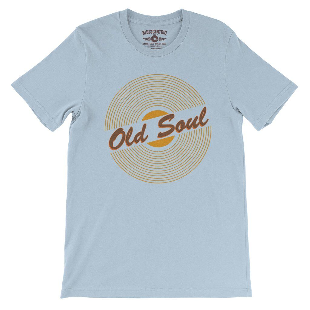 Old Soul Vinyl Record T-Shirt - Lightweight Vintage Style - Light Blue