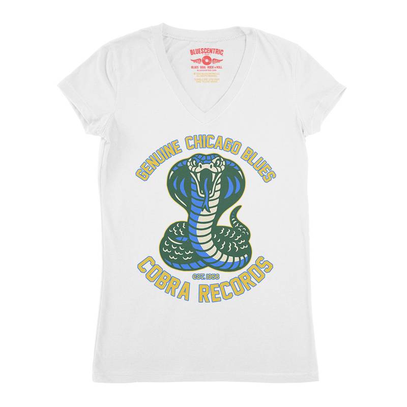 Cobra Records Genuine Chicago Blues V-Neck T Shirt - Women's - White