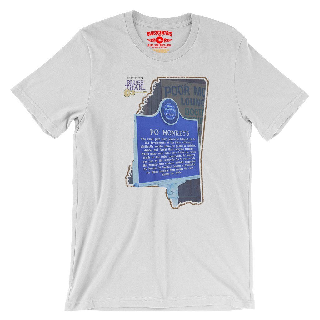 Po Monkeys Mississippi Blues Trail T-Shirt - Lightweight Vintage Style - White