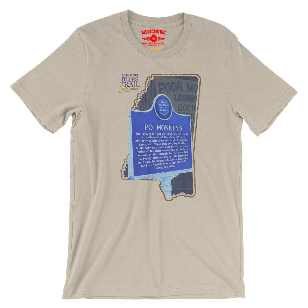 Po Monkeys Mississippi Blues Trail T-Shirt - Lightweight Vintage Style - Soft Cream