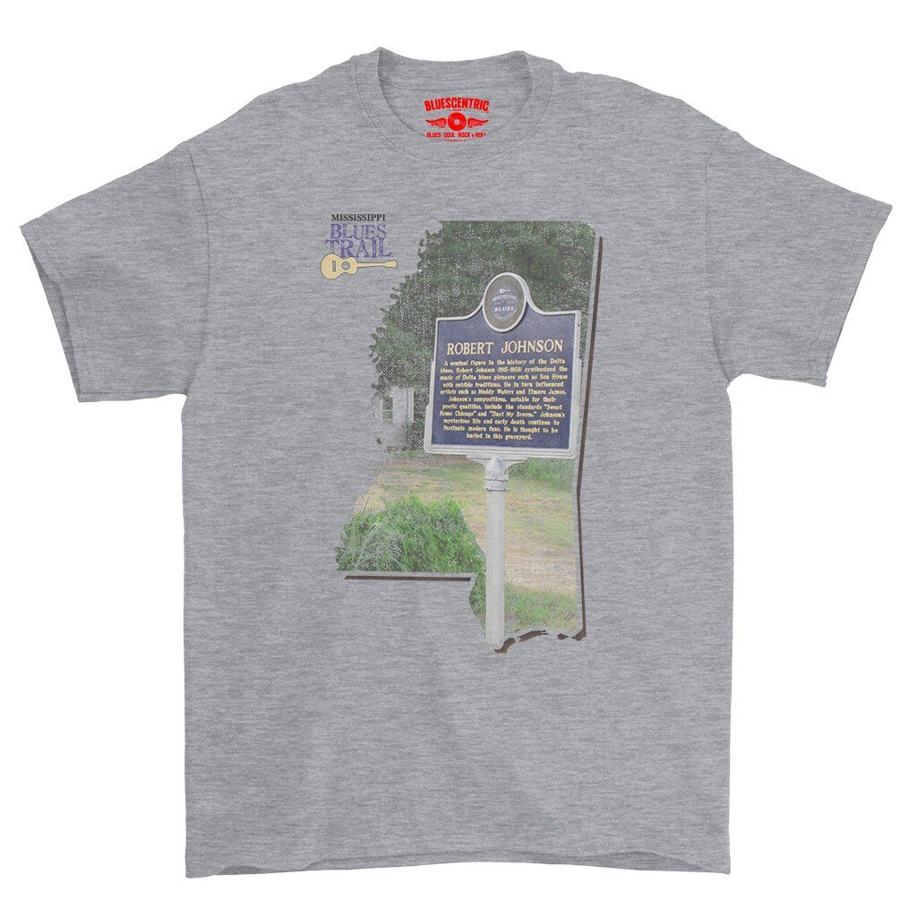 Robert Johnson Mississippi Blues Trail T-Shirt - Heavy Cotton - Athletic Heather