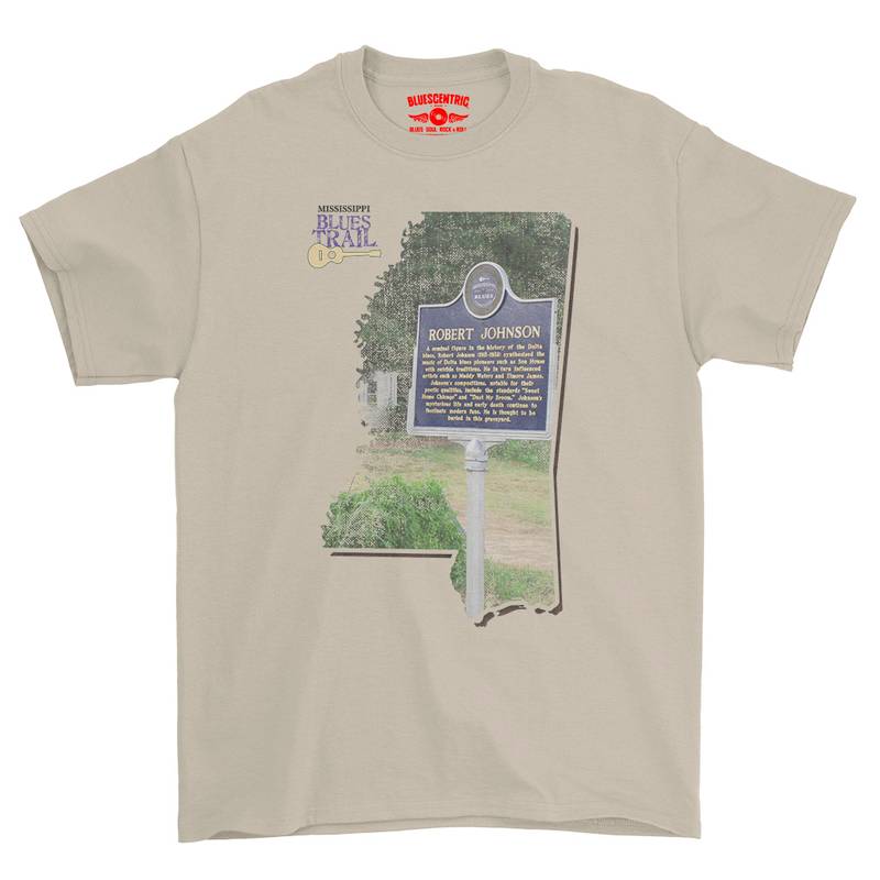 Robert Johnson Mississippi Blues Trail T-Shirt - Heavy Cotton - Sand