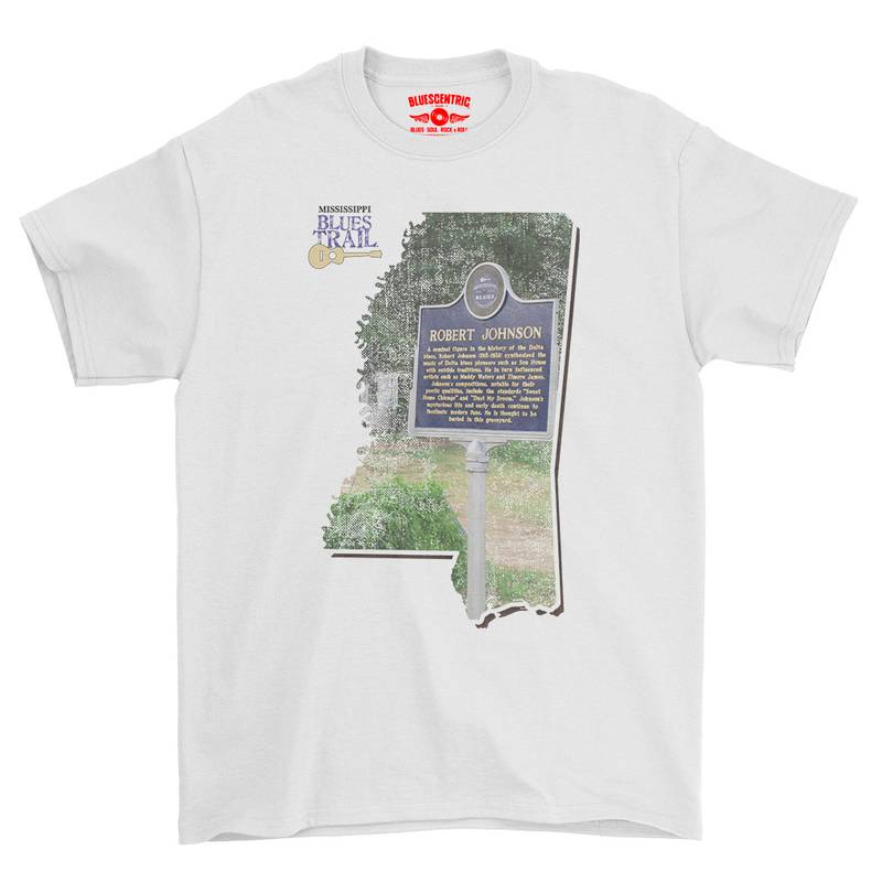 Robert Johnson Mississippi Blues Trail T-Shirt - Heavy Cotton - White