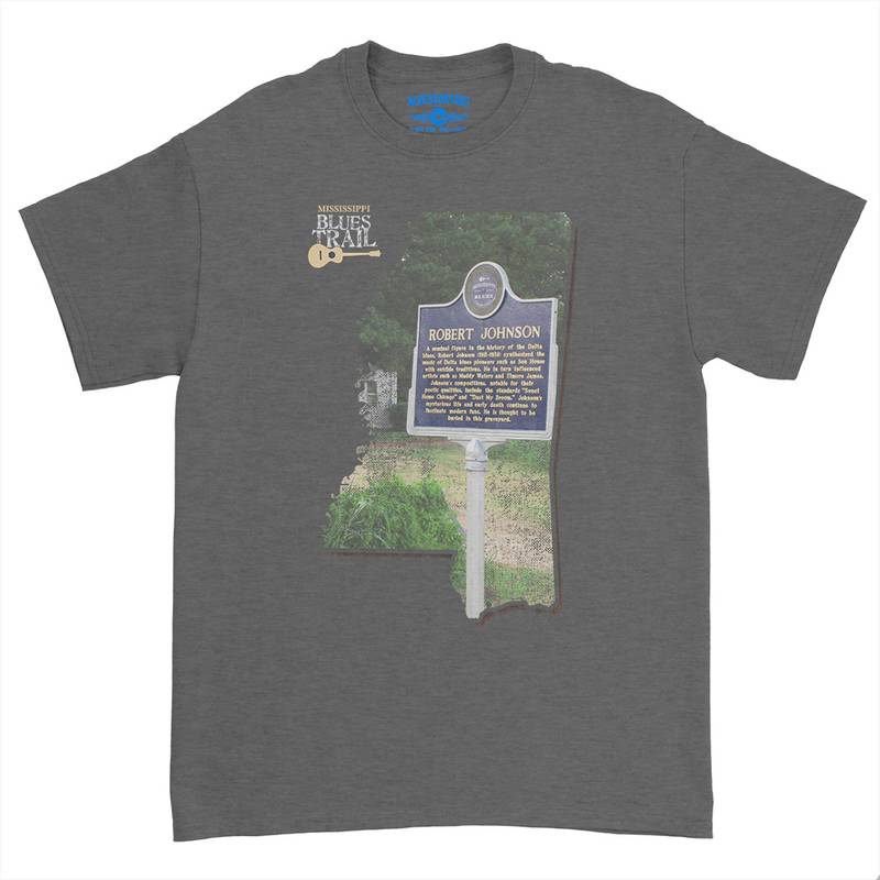 Robert Johnson Mississippi Blues Trail T-Shirt - Heavy Cotton - Dark Heather