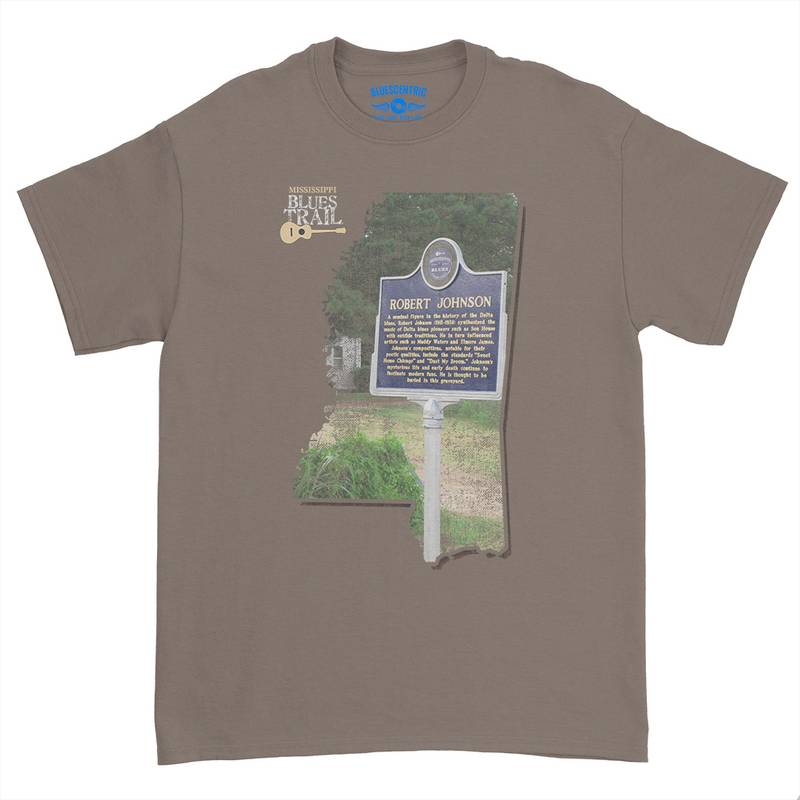 Robert Johnson Mississippi Blues Trail T-Shirt - Heavy Cotton - Taupe
