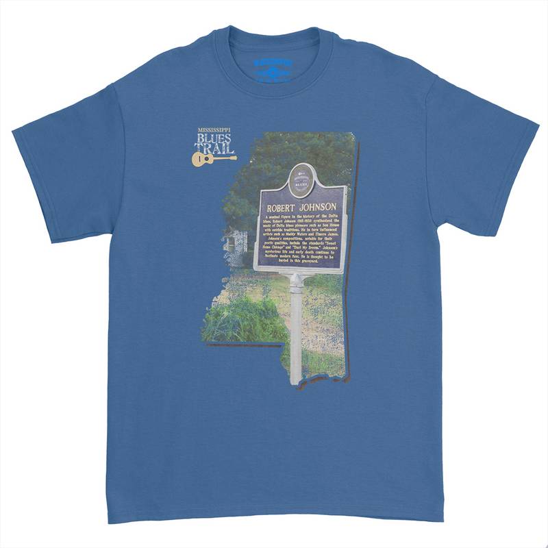 Robert Johnson Mississippi Blues Trail T-Shirt - Heavy Cotton - Royal