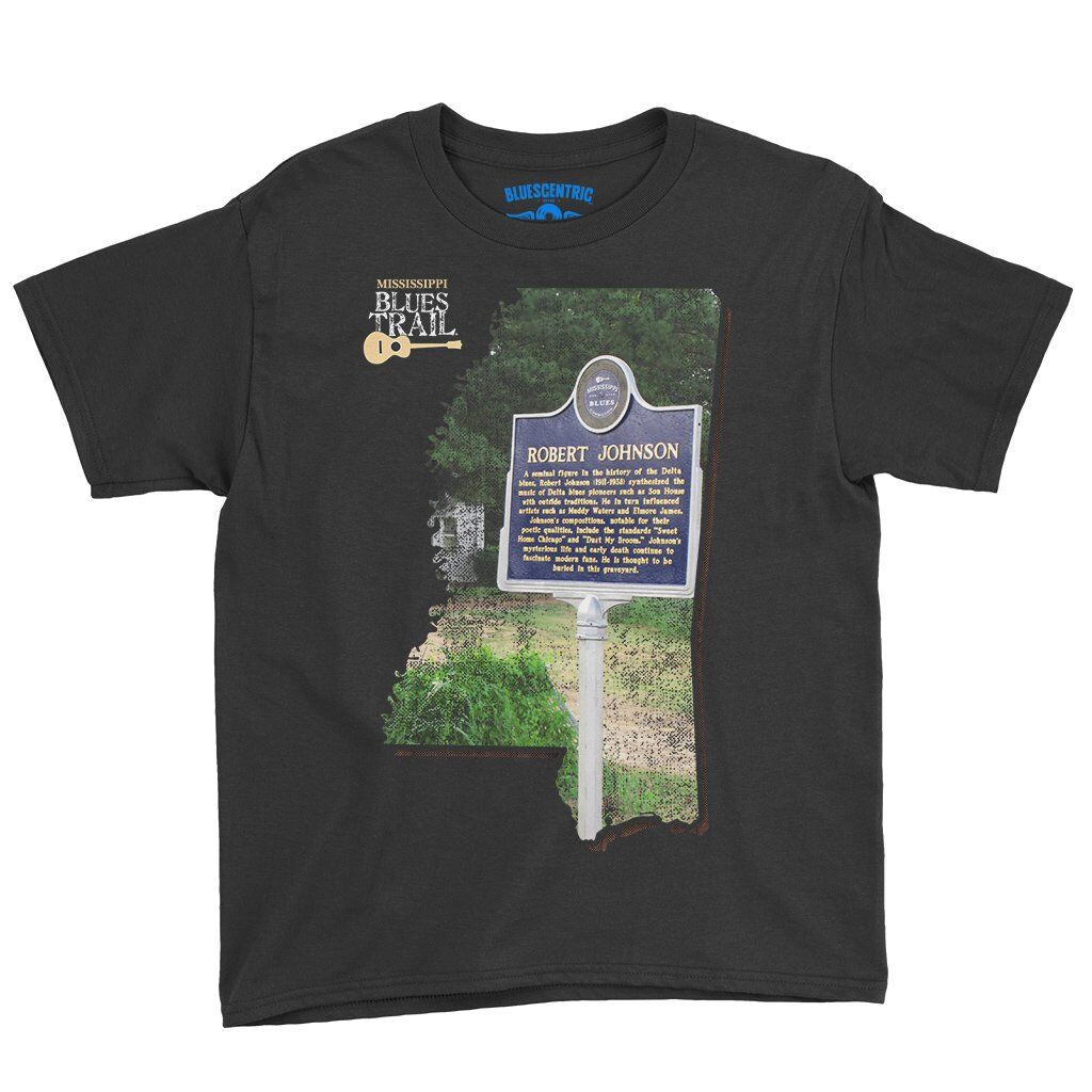 Robert Johnson Mississippi Blues Trail Youth T-Shirt - Lightweight Children & Toddlers - Black