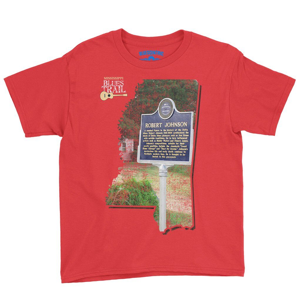 Robert Johnson Mississippi Blues Trail Youth T-Shirt - Lightweight Children & Toddlers - Red