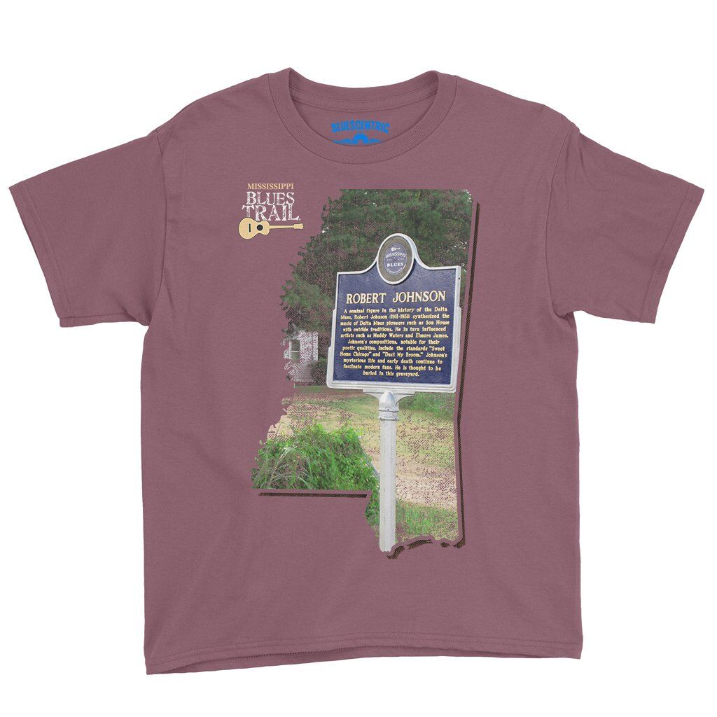 Robert Johnson Mississippi Blues Trail Youth T-Shirt - Lightweight Children & Toddlers - Heather Maroon
