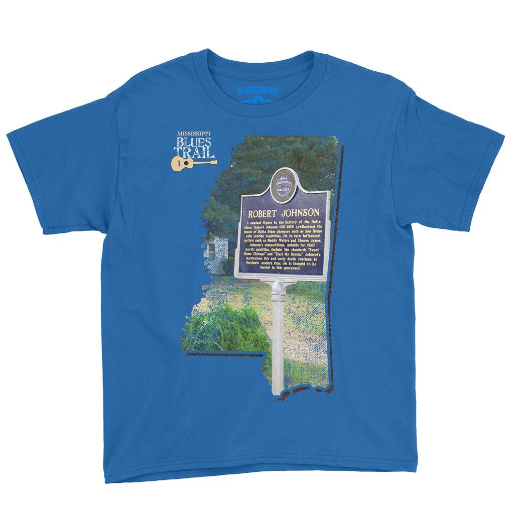Robert Johnson Mississippi Blues Trail Youth T-Shirt - Lightweight Children & Toddlers - Blue