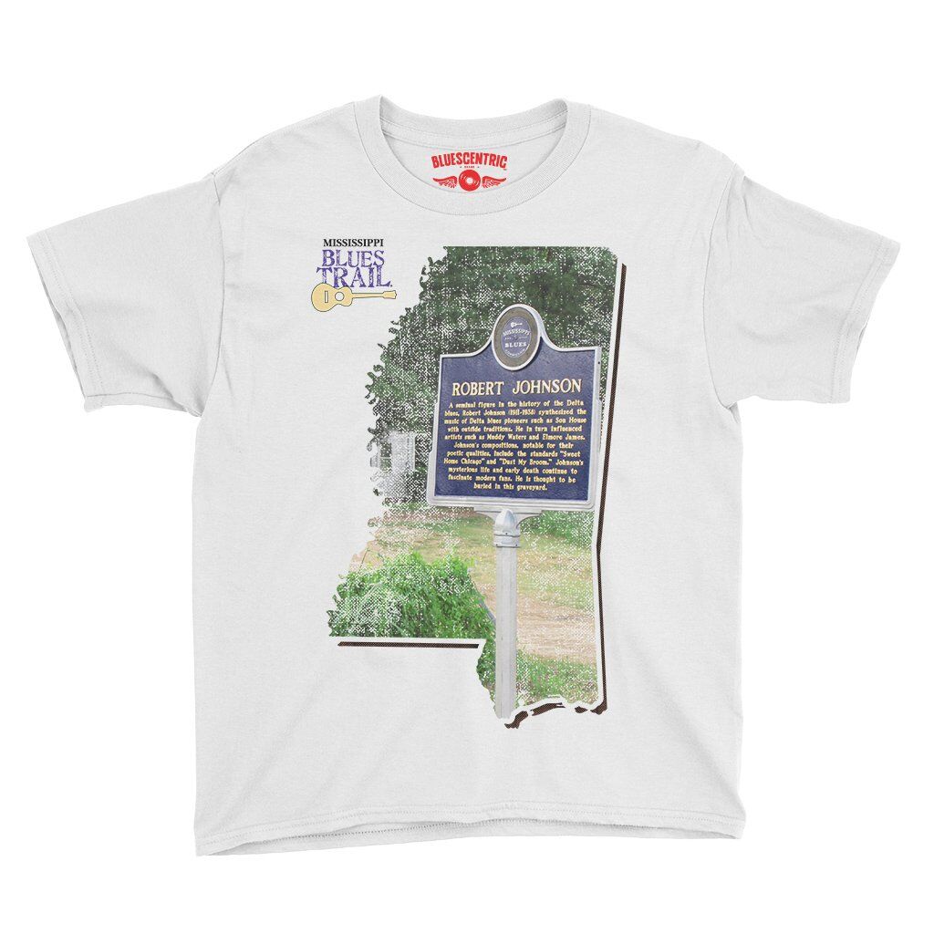 Robert Johnson Mississippi Blues Trail Youth T-Shirt - Lightweight Children & Toddlers - White