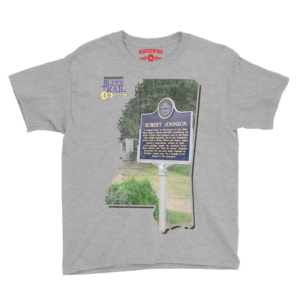 Robert Johnson Mississippi Blues Trail Youth T-Shirt - Lightweight Children & Toddlers - Athletic Heather