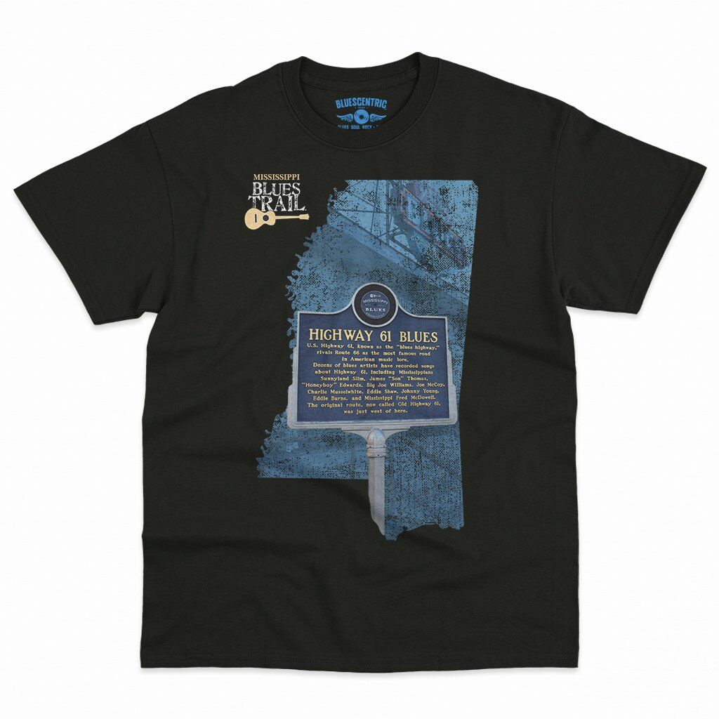 Highway 61 Blues Trail Marker T-Shirt - Men's Big & Tall - Black