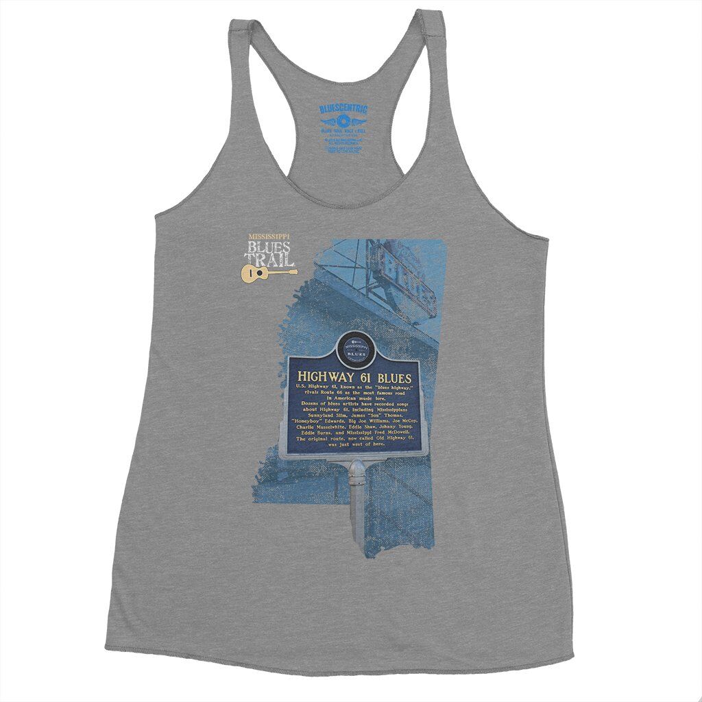 Highway 61 Blues Trail Marker Racerback Tank - Women's - Premium Heather