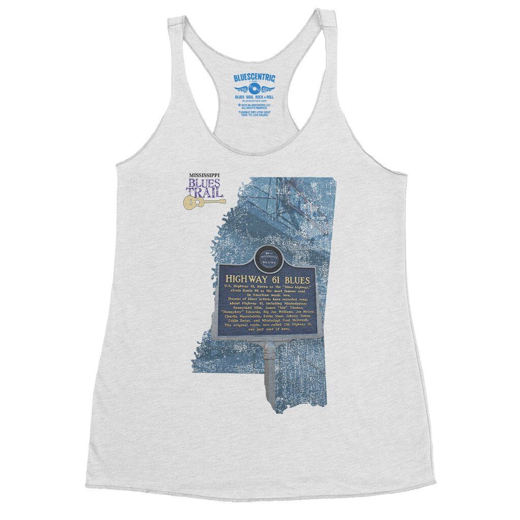 Highway 61 Blues Trail Marker Racerback Tank - Women's - Heather White