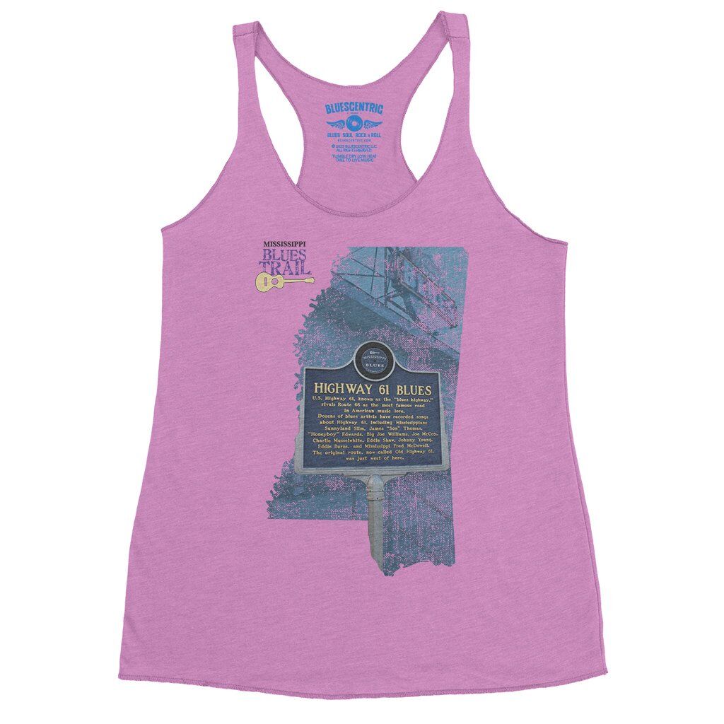 Highway 61 Blues Trail Marker Racerback Tank - Women's - Vintage Lilac