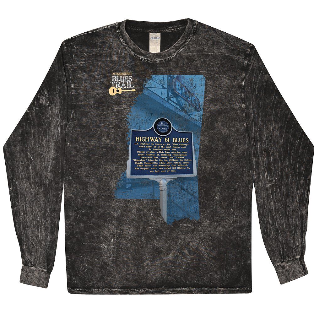 Highway 61 Blues Trail Marker T-Shirt - Black Mineral Wash - Black